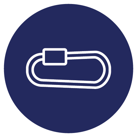 stylized icon of carabiner